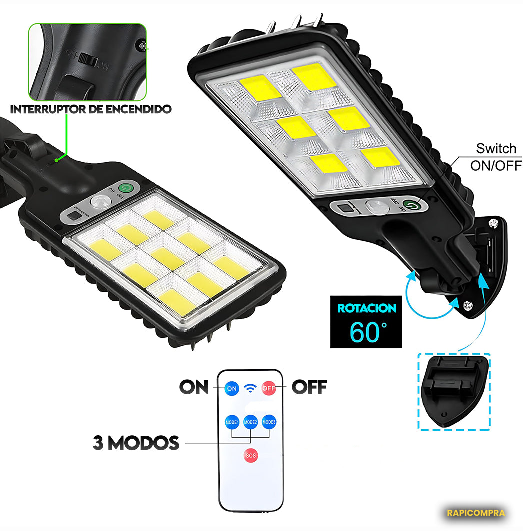 Lámpara LED solar con sensor automático + Control Remoto gratis