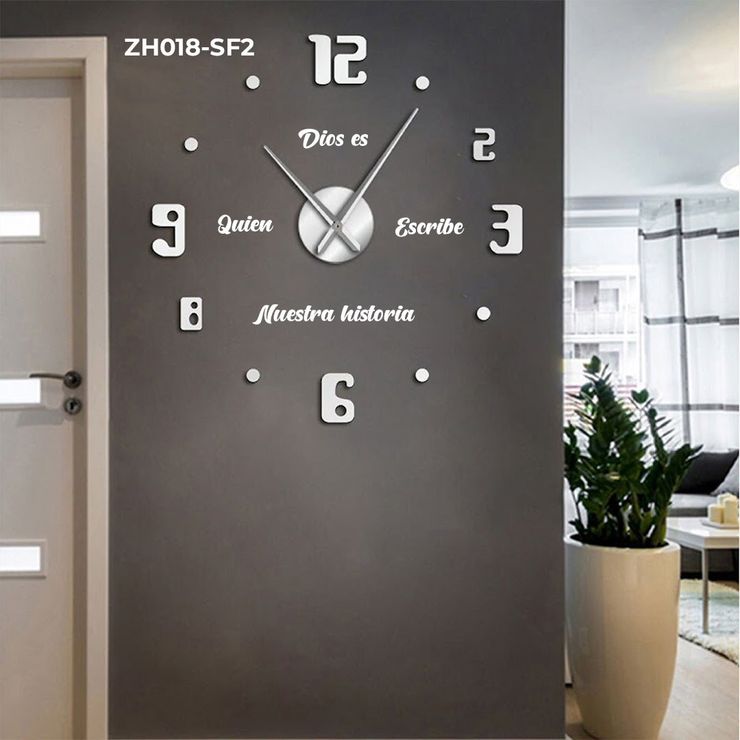 🕛 RELOJ ADHESIVO PARA PARED 3D CON FRASE INSPIRADORA 🪶