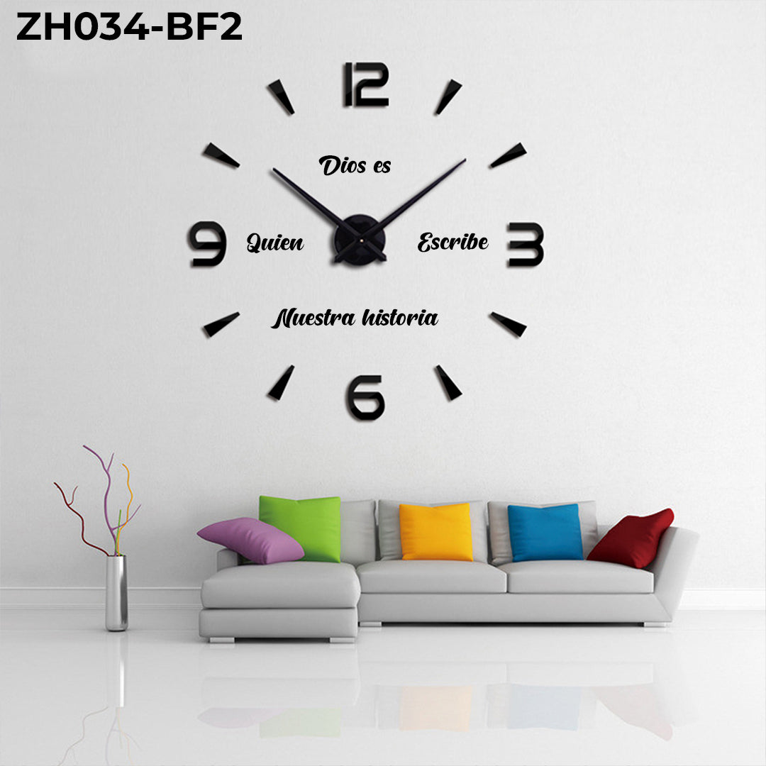 🕛 RELOJ ADHESIVO PARA PARED 3D CON FRASE INSPIRADORA 🪶