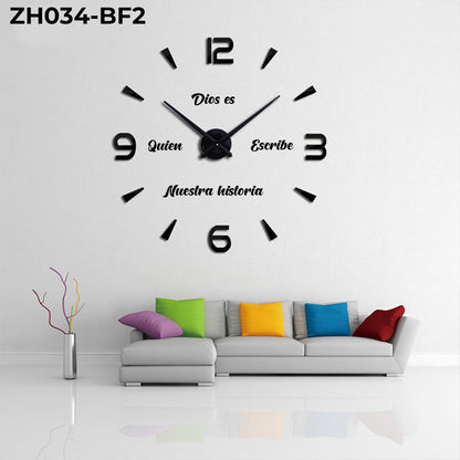 🕛 RELOJ ADHESIVO PARA PARED 3D CON FRASE INSPIRADORA 🪶